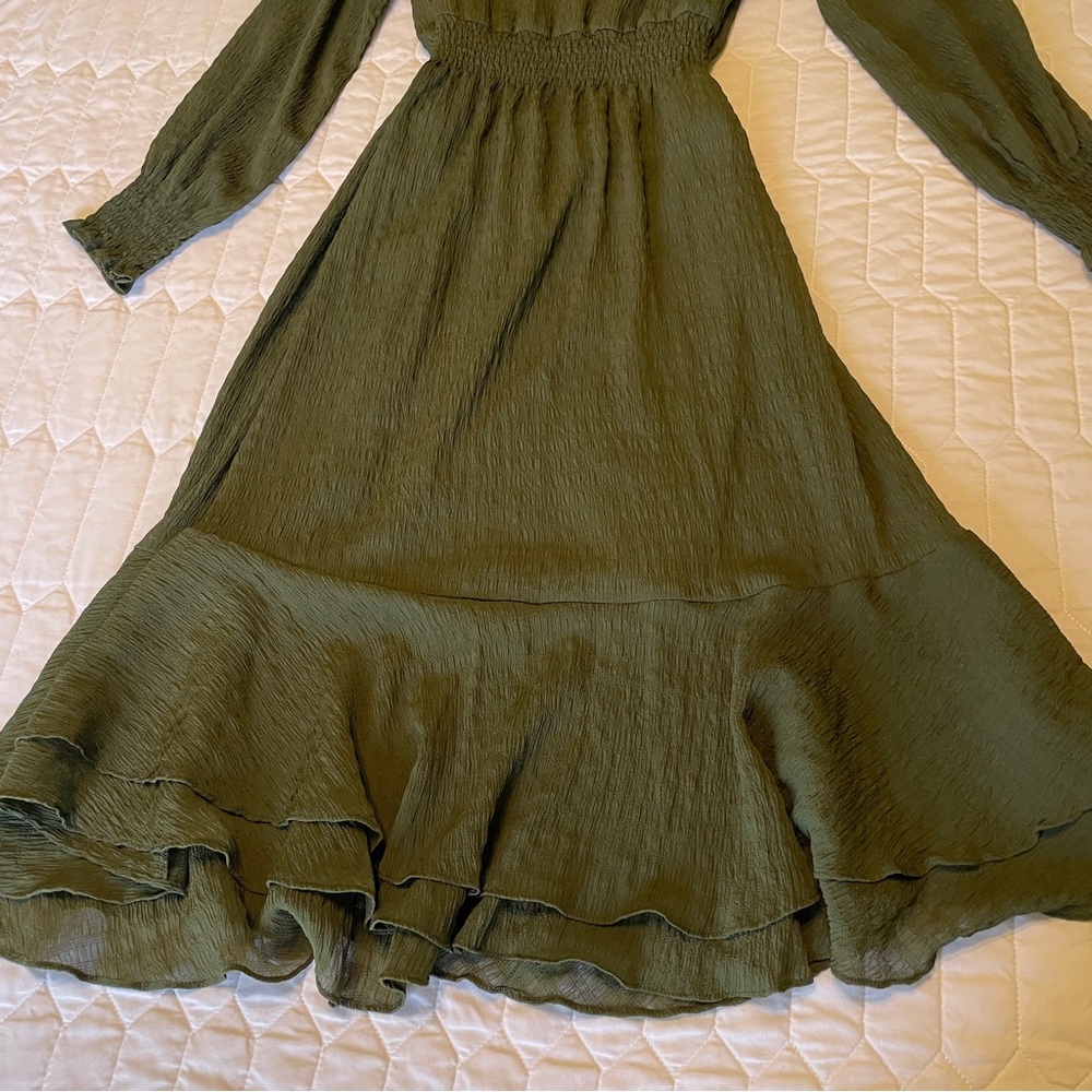 Roolee Olive Green Midi Dress - Picture 3 of 9